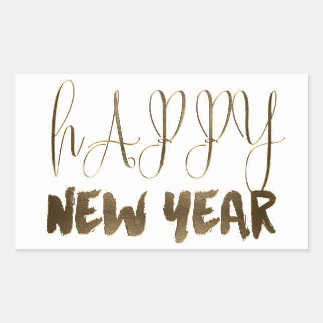Happy New Year Elegant Text Gold Typography Sticker (Front)