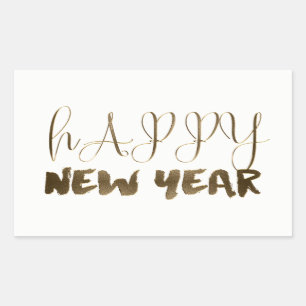 Happy New Year Elegant Text Gold Typography Sticker