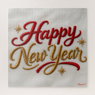 Happy New Year Embroidered Jigsaw Puzzle