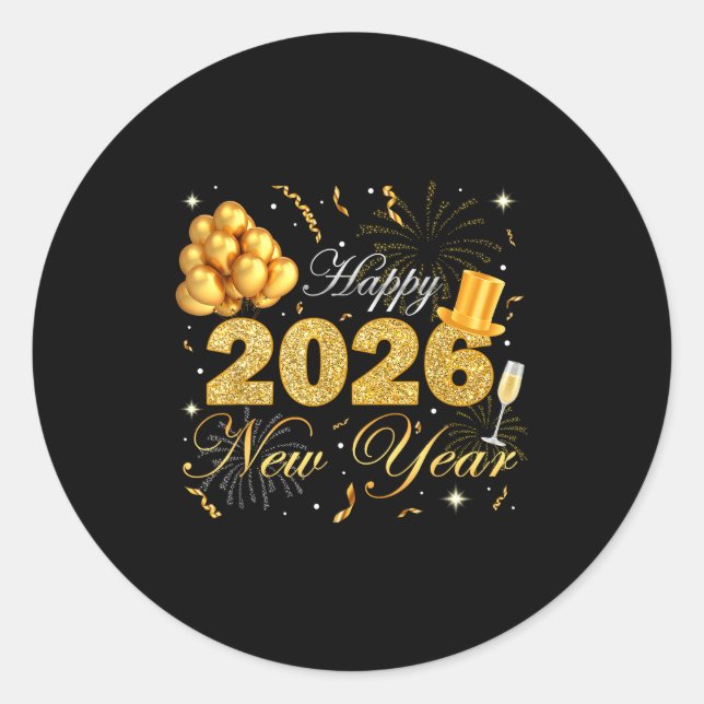 Happy New Year Eve Party 2026 Family Matching Cost Classic Round Sticker (Front)