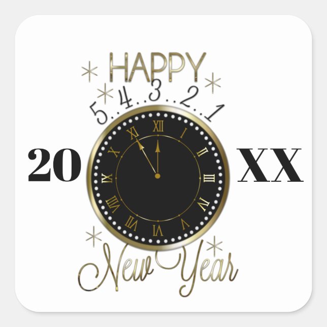 Happy New Year Eve party add date sticker (Front)