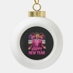 Happy New Year Eve Trump Resolution 2025 Ceramic Ball Christmas Ornament