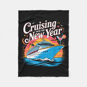 Happy New Year Family Cruise Matching Celebration Fleece Blanket