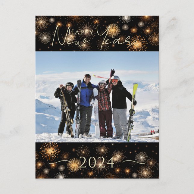 Happy New Year Family Photo Holiday Postcard (Front)