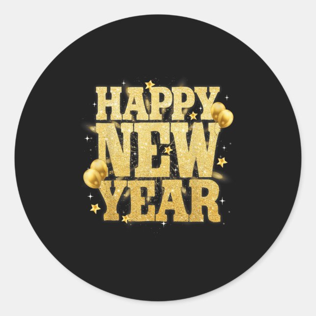 Happy New Year Family Reunion Party New Year Eve O Classic Round Sticker (Front)