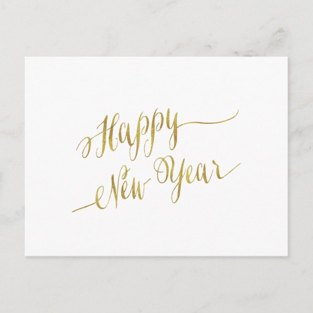 Happy New Year Faux Gold Foil Greeting Holiday Postcard (Front)
