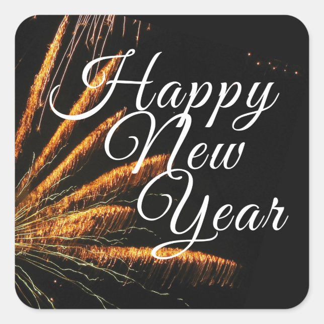 Happy New Year Festive Firework Square Sticker (Front)