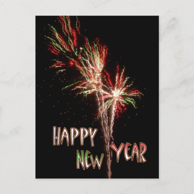Happy New Year Firework Flares Postcard (Front)