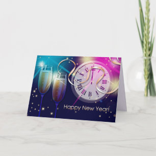 Happy New Year. Fireworks and Countdown Holiday Card