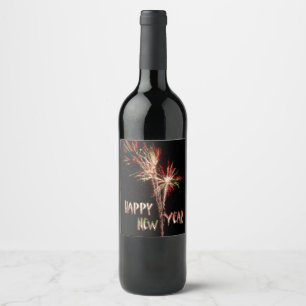 Happy New Year Fireworks Bottle Label