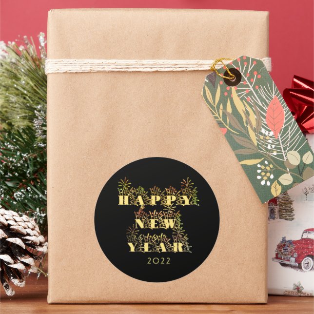 Happy New year fireworks  Classic Round Sticker (Holiday)