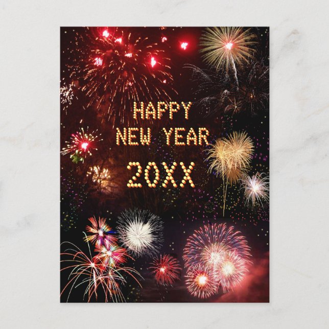 Happy New Year Fireworks (customizable) Postcard (Front)