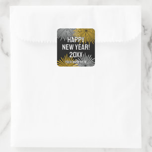 Happy New Year fireworks display custom Square Sticker