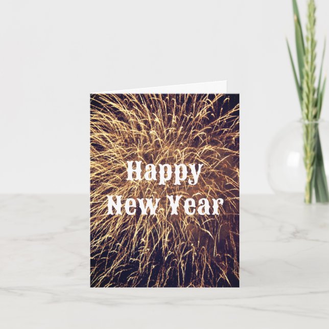 Happy New Year Fireworks Golden 2023 Custom Note Card (Front)
