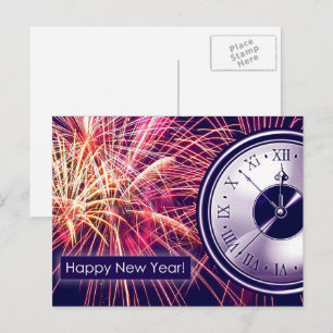 Happy New Year. Fireworks  Holiday Postcard