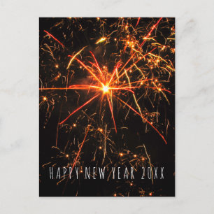 Happy New Year Fireworks Photo Holiday Postcard