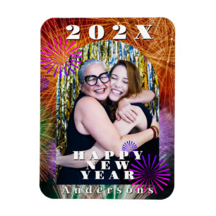 Happy New Year Fireworks Photo Magnet
