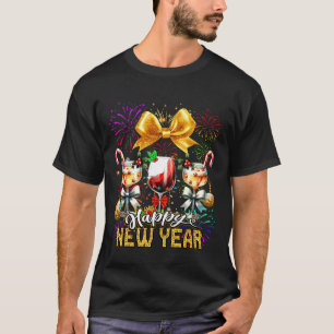 Happy New Year Fireworks Years Eve Wine Glass Coqu T-Shirt