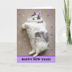 Happy New Year For Anyone Fat Cat Humour  Holiday Card