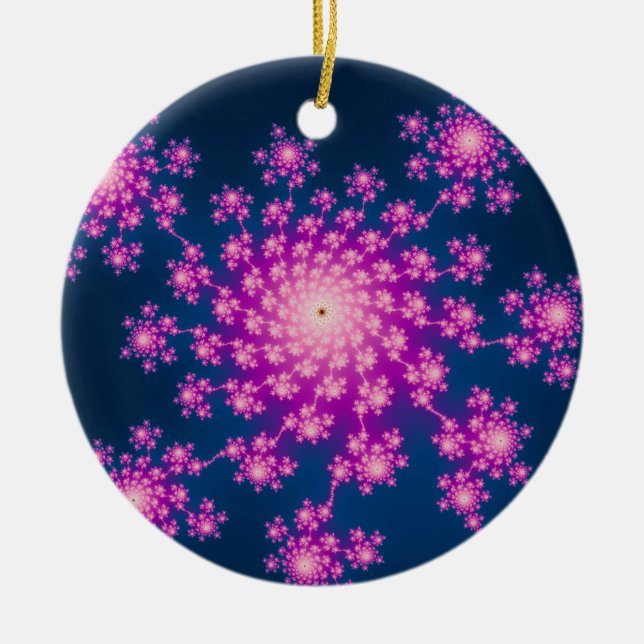 Happy New Year Fractal Ceramic Ornament (Front)