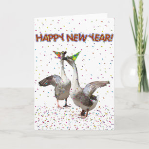Happy New Year from Partying Geese Holiday Card