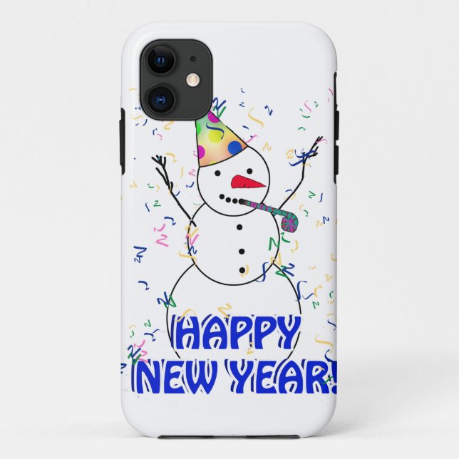 Happy New Year from the Celebrating Snowman Case-Mate iPhone Case (Back)