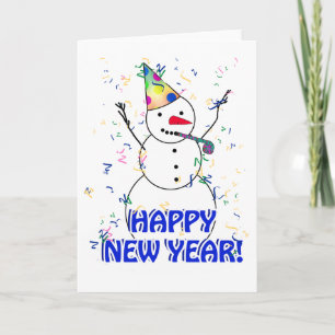 Happy New Year from the Celebrating Snowman Holiday Card