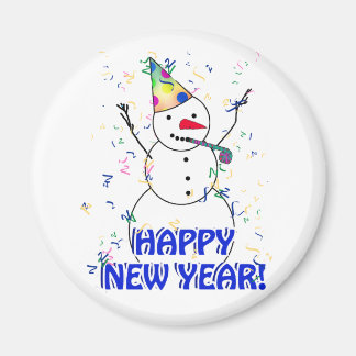 Happy New Year from the Celebrating Snowman Magnet