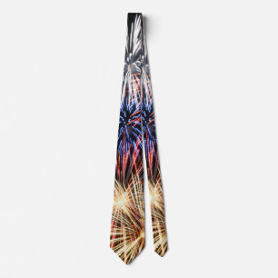 Happy New Year Funny Fireworks Pattern Tie