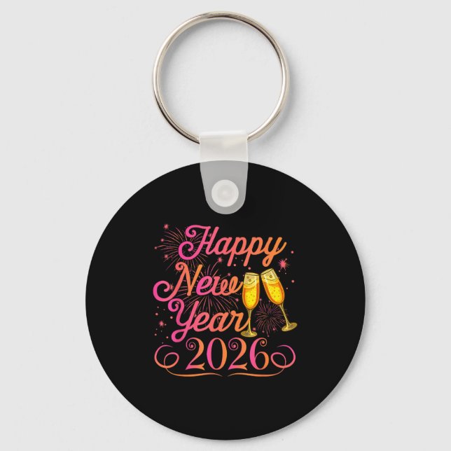Happy New Year Funny Matching Family New Years Eve Keychain (Front)