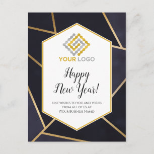Happy New Year Geometric Logo Business Postcard