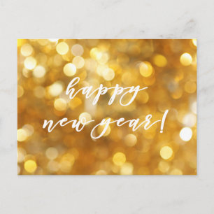 Happy New Year Glamourous Gold Sparkles Postcard
