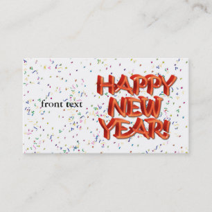 Happy New Year Glassy Red Text Business Card