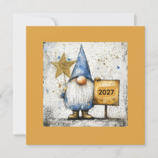 Happy New Year Gnome, 2027, Holiday Card