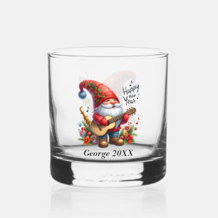 Happy New Year gnome add name year Whiskey Glass