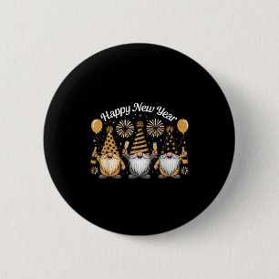 Happy New Year Gnome Confetti Fireworks New Year's 2 Inch Round Button