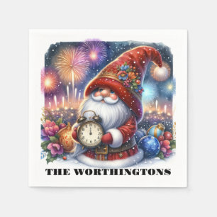Happy New Year Gnome Napkins
