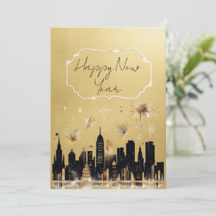 Happy New Year Gold and Black Corporate Card