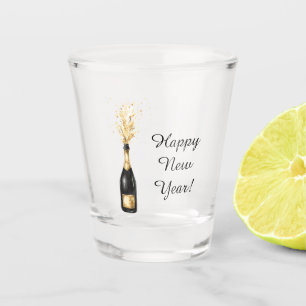 Happy New Year Gold Bottle Shot Glass