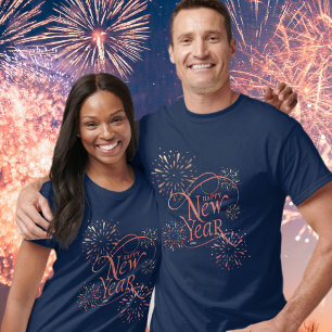 Happy New Year Gold Foil Script T-Shirt