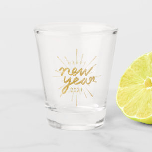 Happy New Year Gold Glitter 2021 Shot Glass