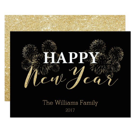 Happy New Year Gold Glitter Card