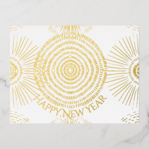 Happy New Year Gold Glitter Foil Holiday Postcard