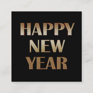 Happy New Year Gold Metallic Text Image Square Business Card