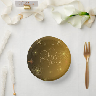 Happy New Year - Gold Paper Bowl Plate