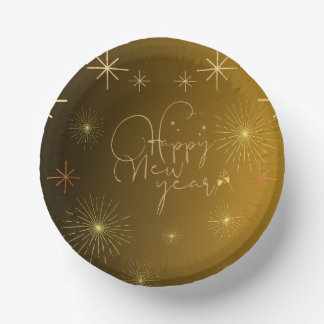 Happy New Year - Gold Paper Bowl Plate