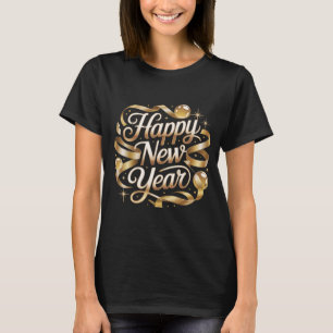 Happy New Year Gold Ribbon Elegant NYE Party Desig T-Shirt