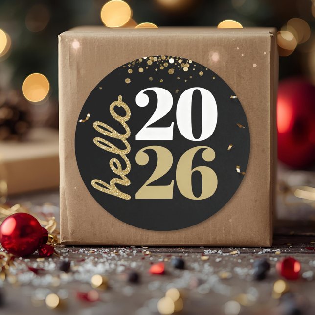 happy new year gold sparkles  classic round sticker (Creator Uploaded)