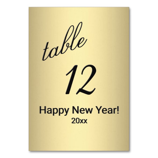 Happy New Year Gold Table Number (Front)