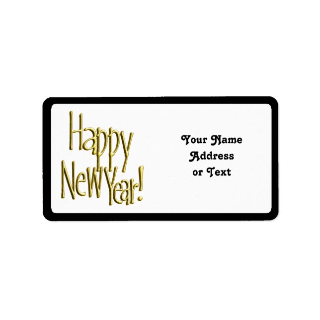 Happy New Year - Gold Text Label (Front)